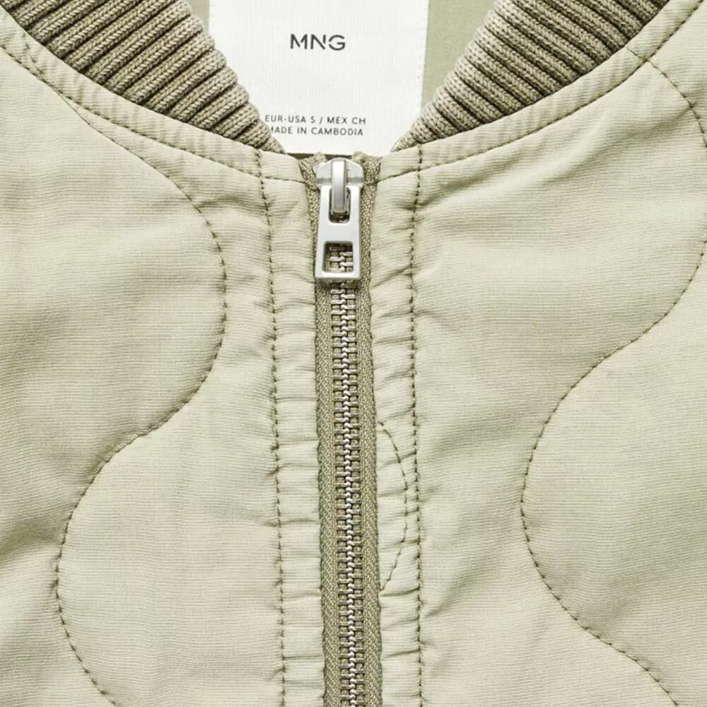NWOT!   MANGO Women's Quilted Bomber Jacket Size XXL - Picture 3 of 11